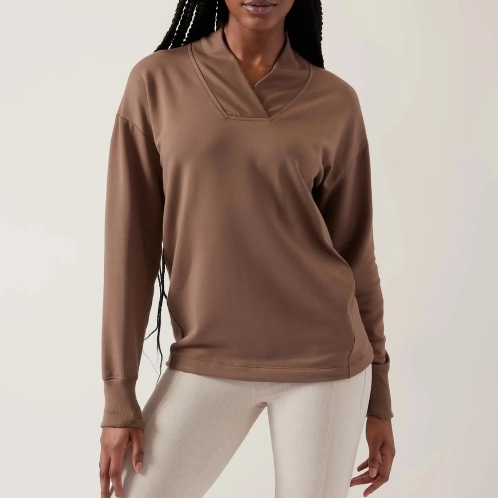 Athleta Brown V-neck Oversized Pullover